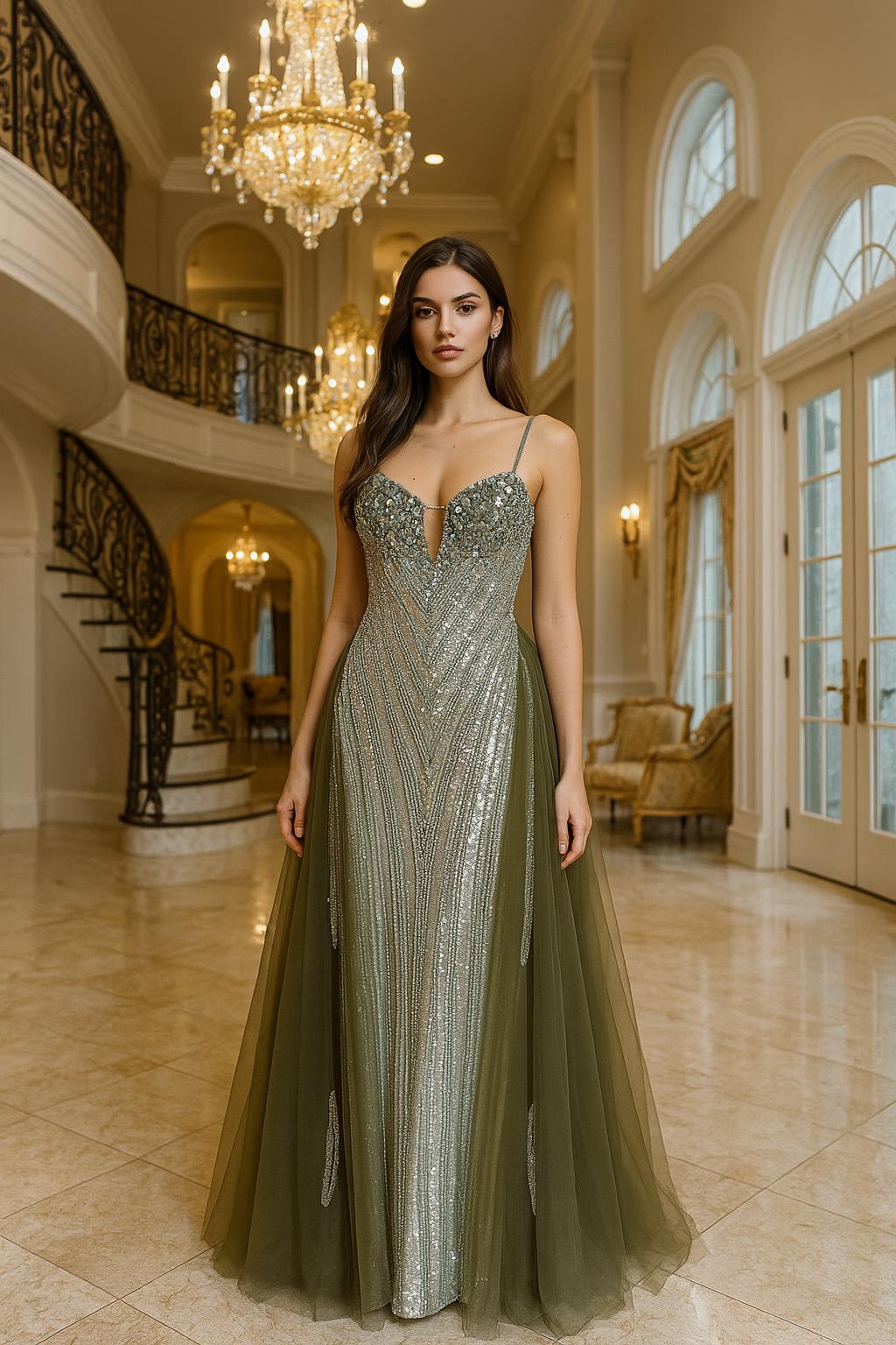 Vestido de Alta Costura en línea recta con acabados en Cristales con sobrefalda. (Varios Colores)