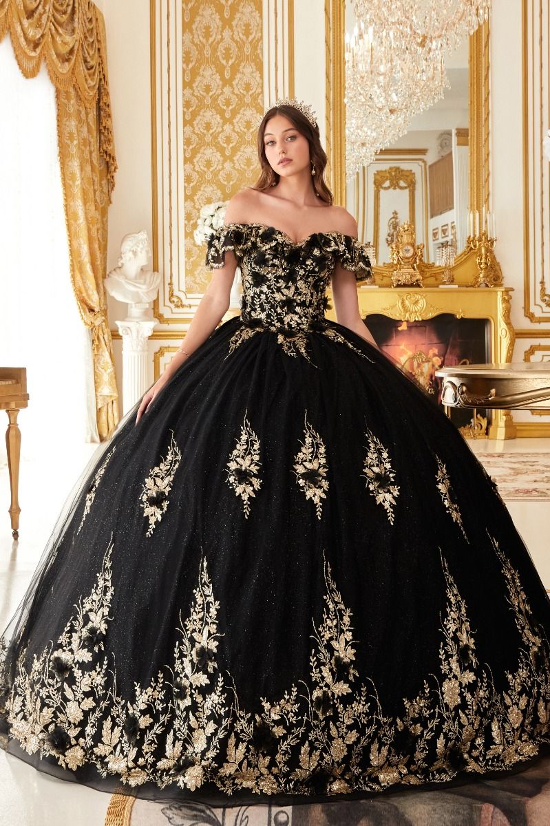 Vestido de Fiesta de Tul con Bordados en Flores y Mangas al Hombro (Varios Colores)