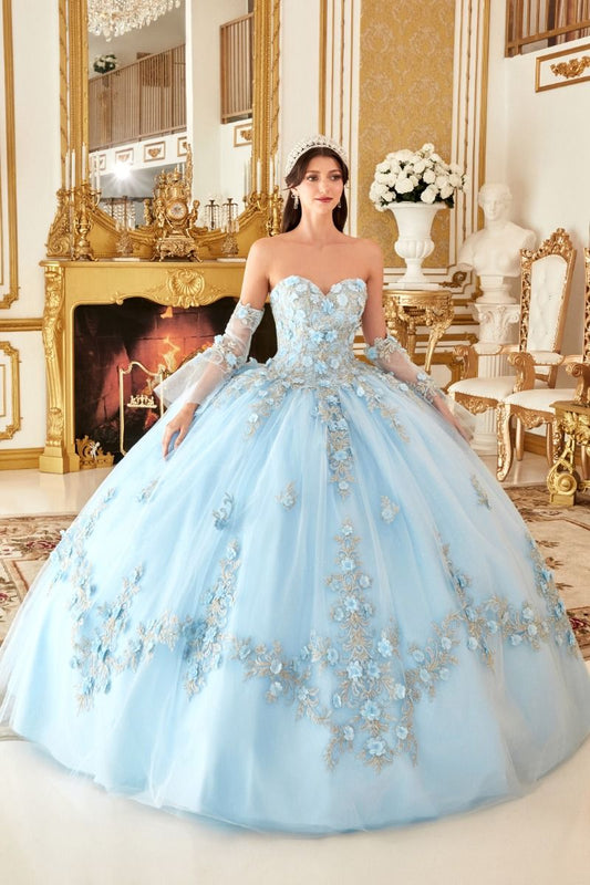 Vestido de Fiesta de Tul con Aplicación Floral (varios colores)