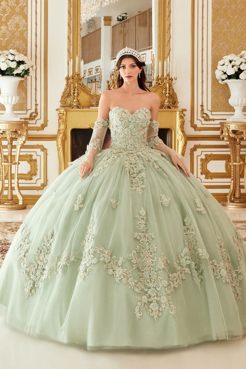 Vestido de Fiesta de Tul con Aplicación Floral (varios colores)
