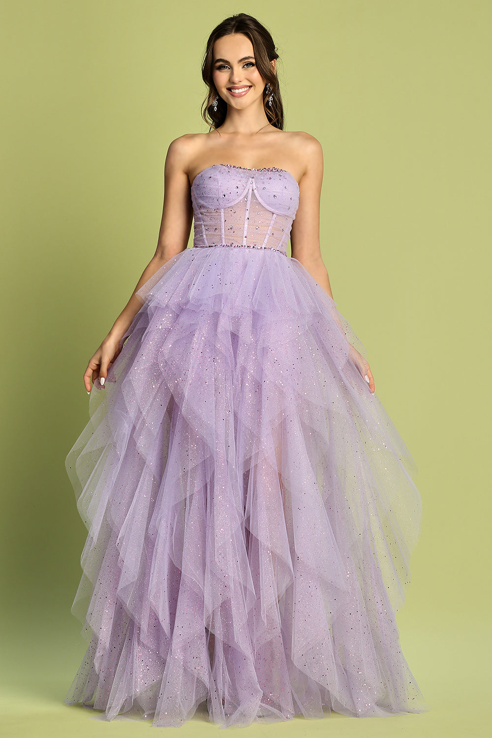 Vestido sin Hombros con abertura y Tul. (Varios Colores)