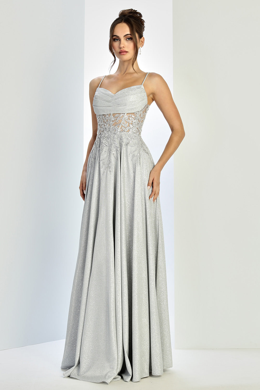 Vestido en línea A de Satén Brilloso con Tirantes (Varios Colores)