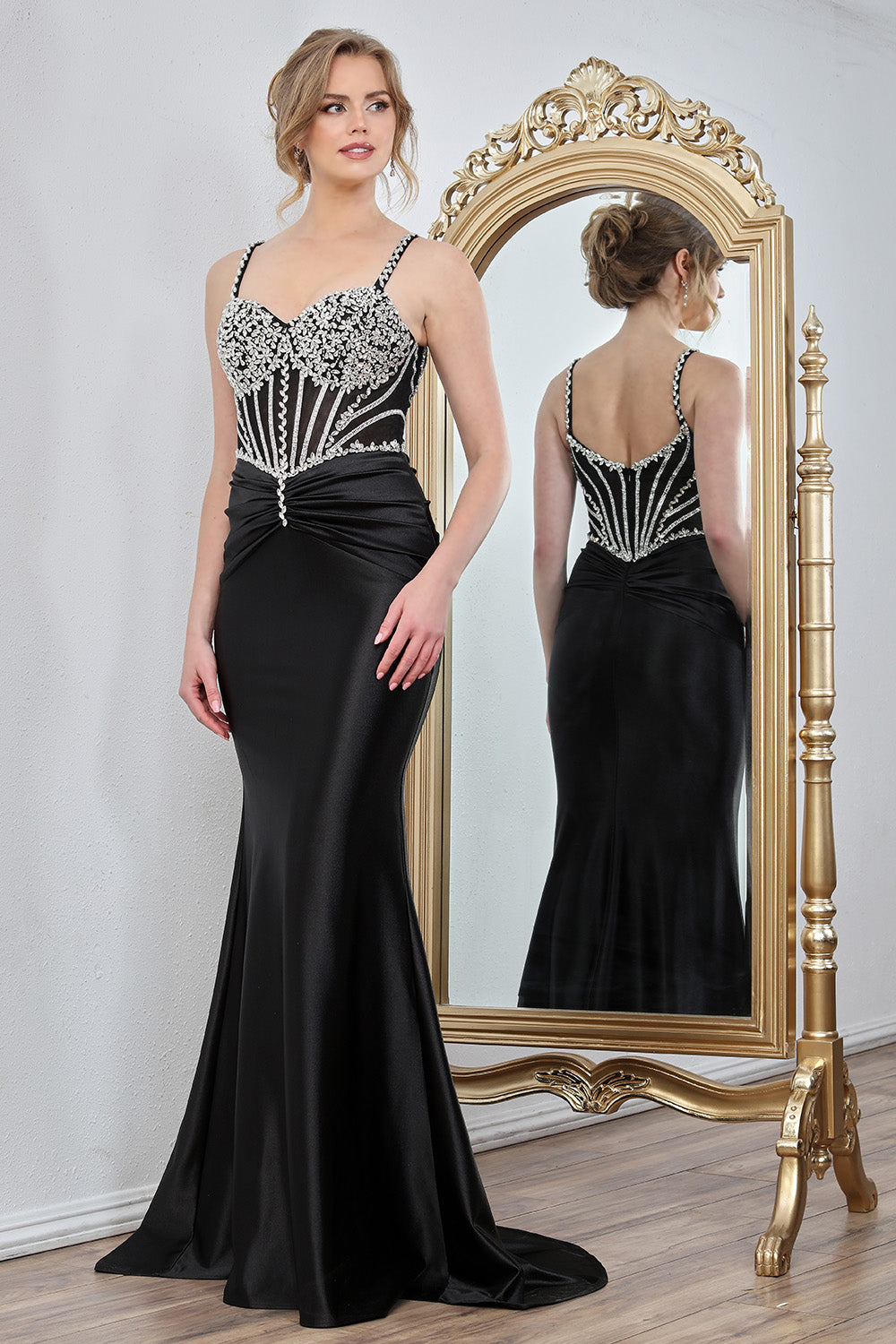 Vestido Corte Sirena Con Tipo Corse con Adornos en el Busto (Varios Colores)