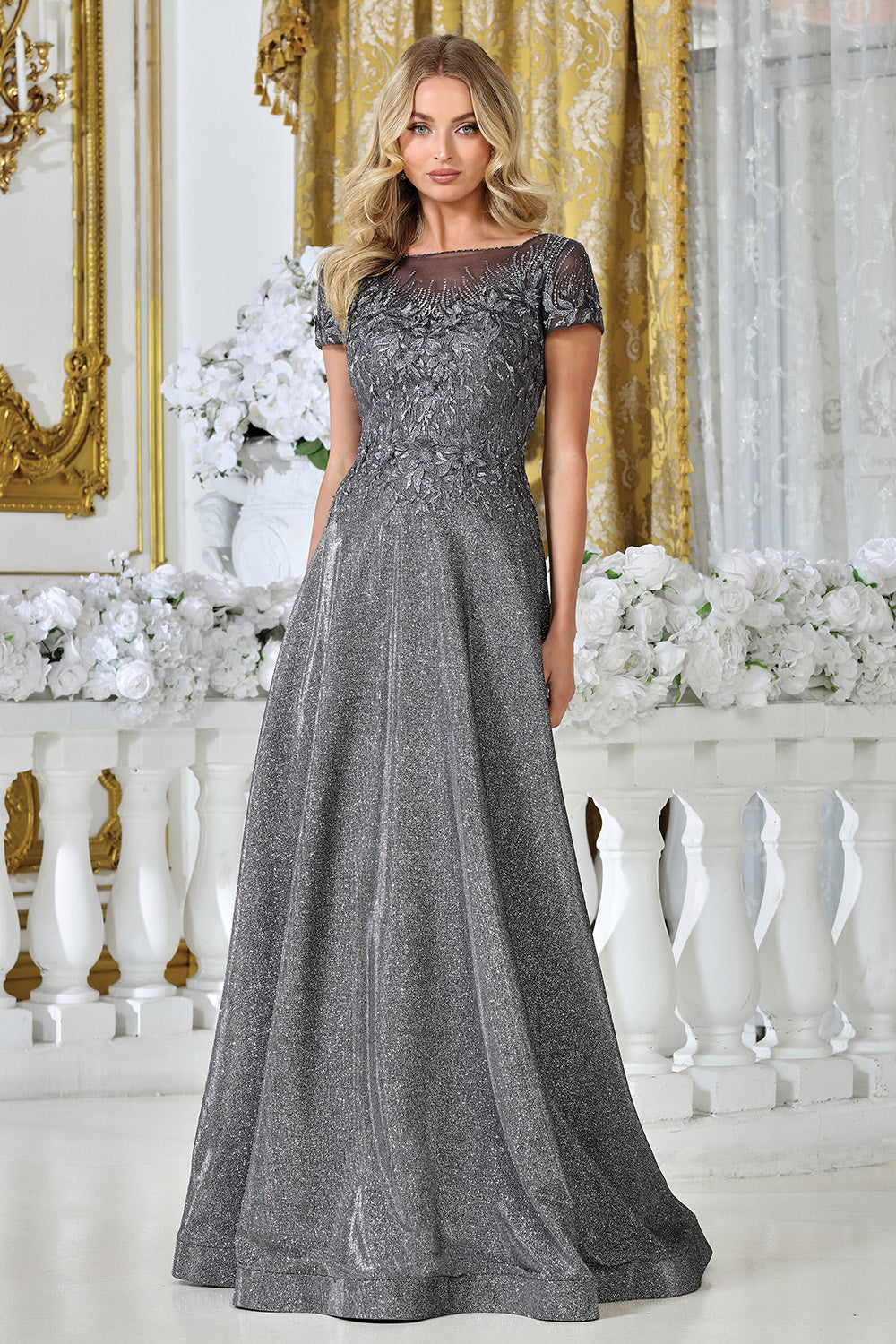 Vestido en línea A con Manga Corta (Varios Colores)