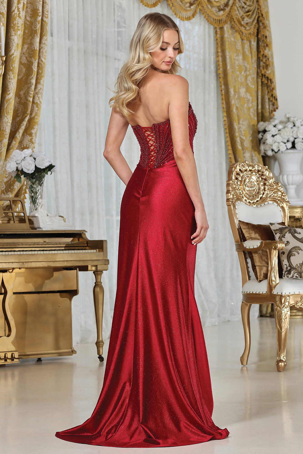 Vestido de satén brilloso y Straple con detalles de lentejuela (Varios Colores)