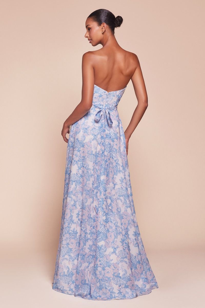 Vestido de Satén Floral Sin Tirantes. (Dos Colores)