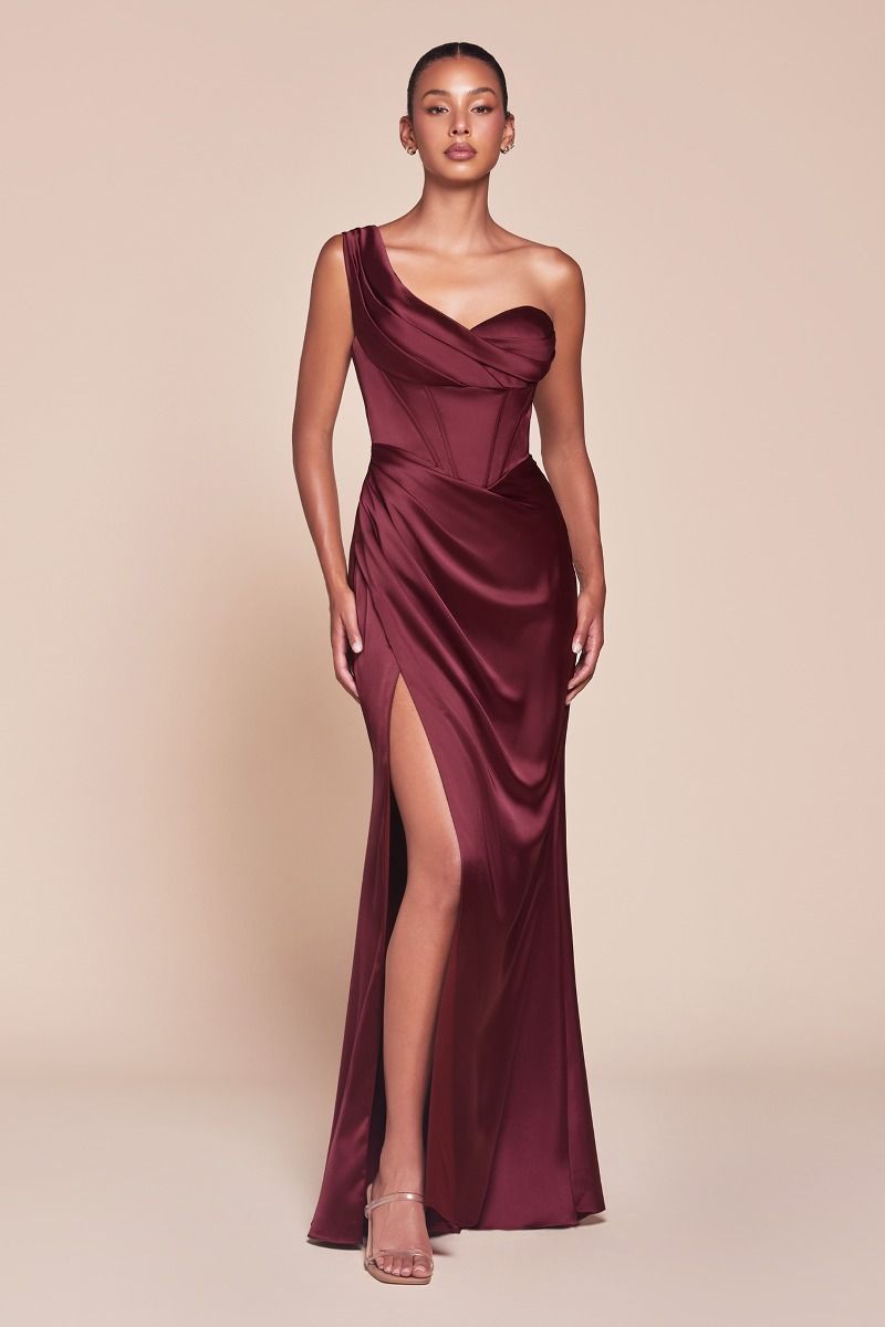 Vestido Corsé de Satén Conn Un Hombro (Varios Colores)