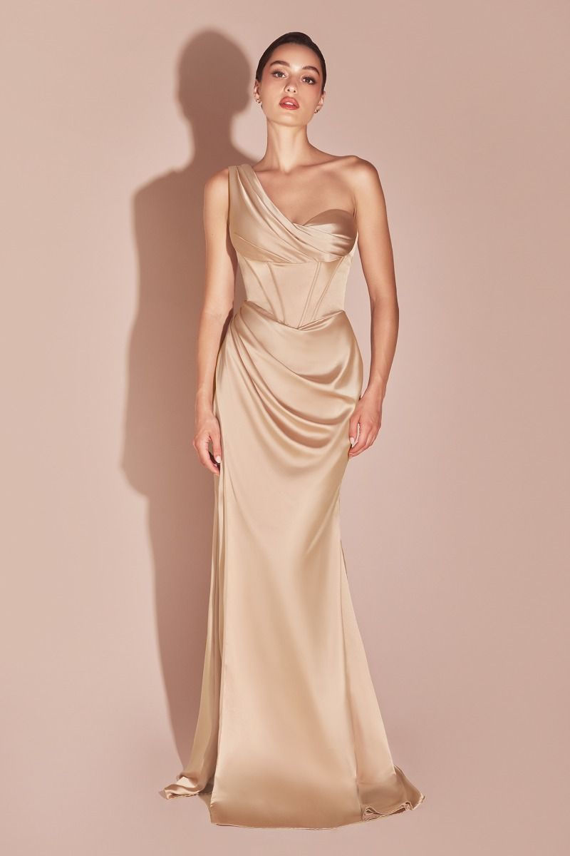 Vestido Corsé de Satén Conn Un Hombro (Varios Colores)