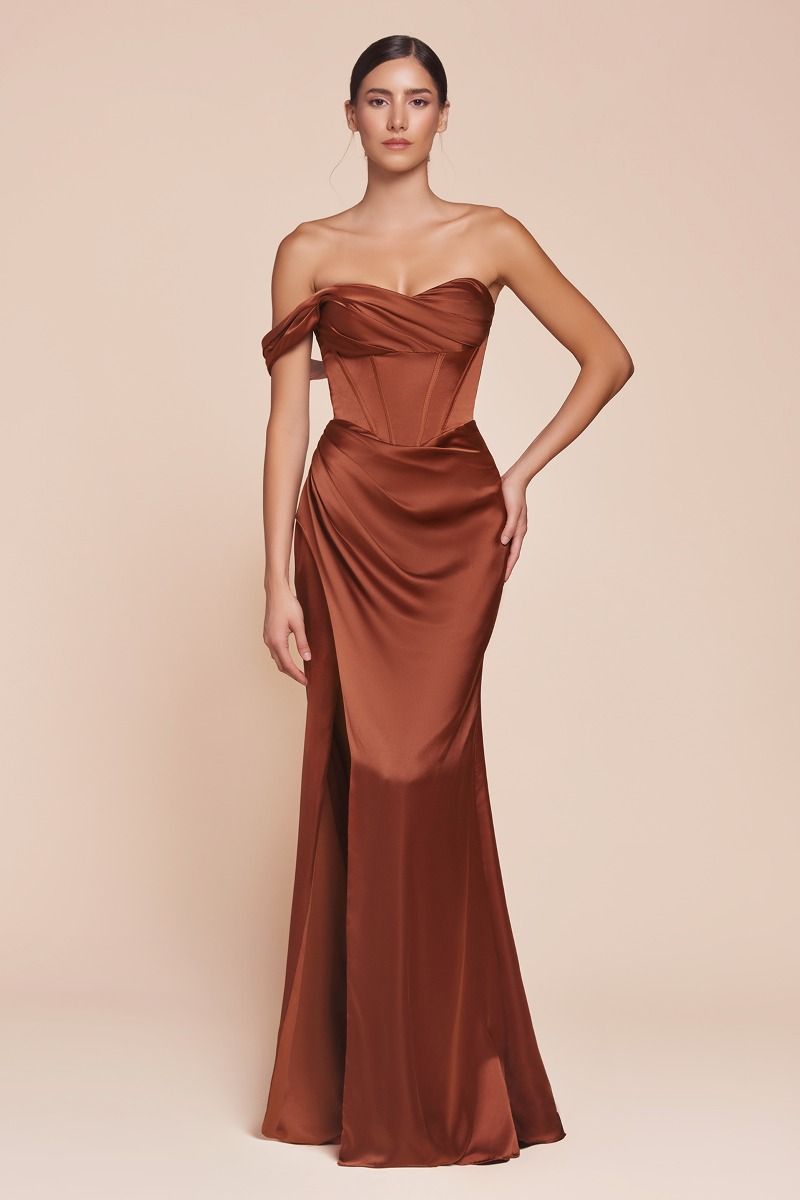 Vestido Corsé de Satén Conn Un Hombro (Varios Colores)
