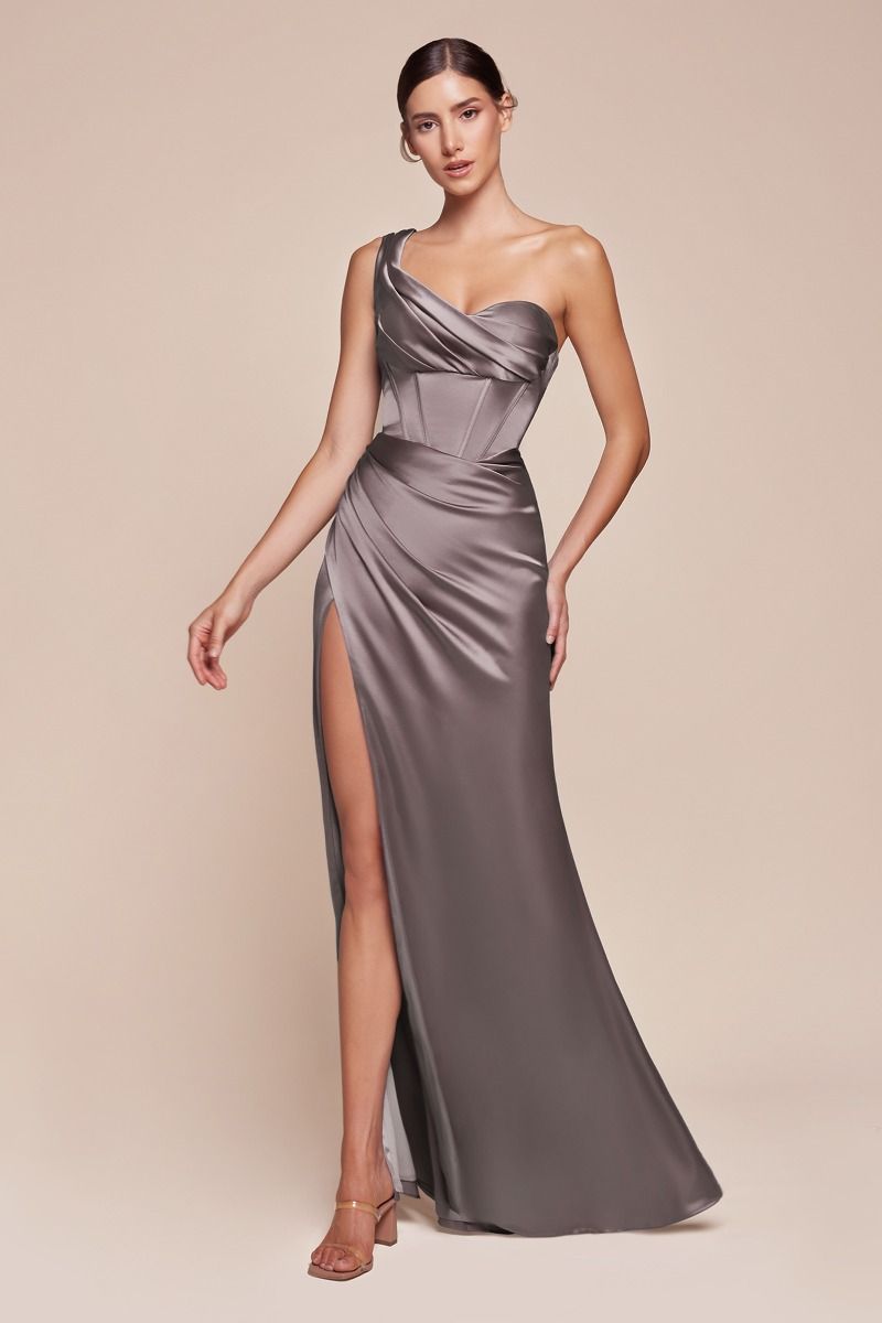 Vestido Corsé de Satén Conn Un Hombro (Varios Colores)