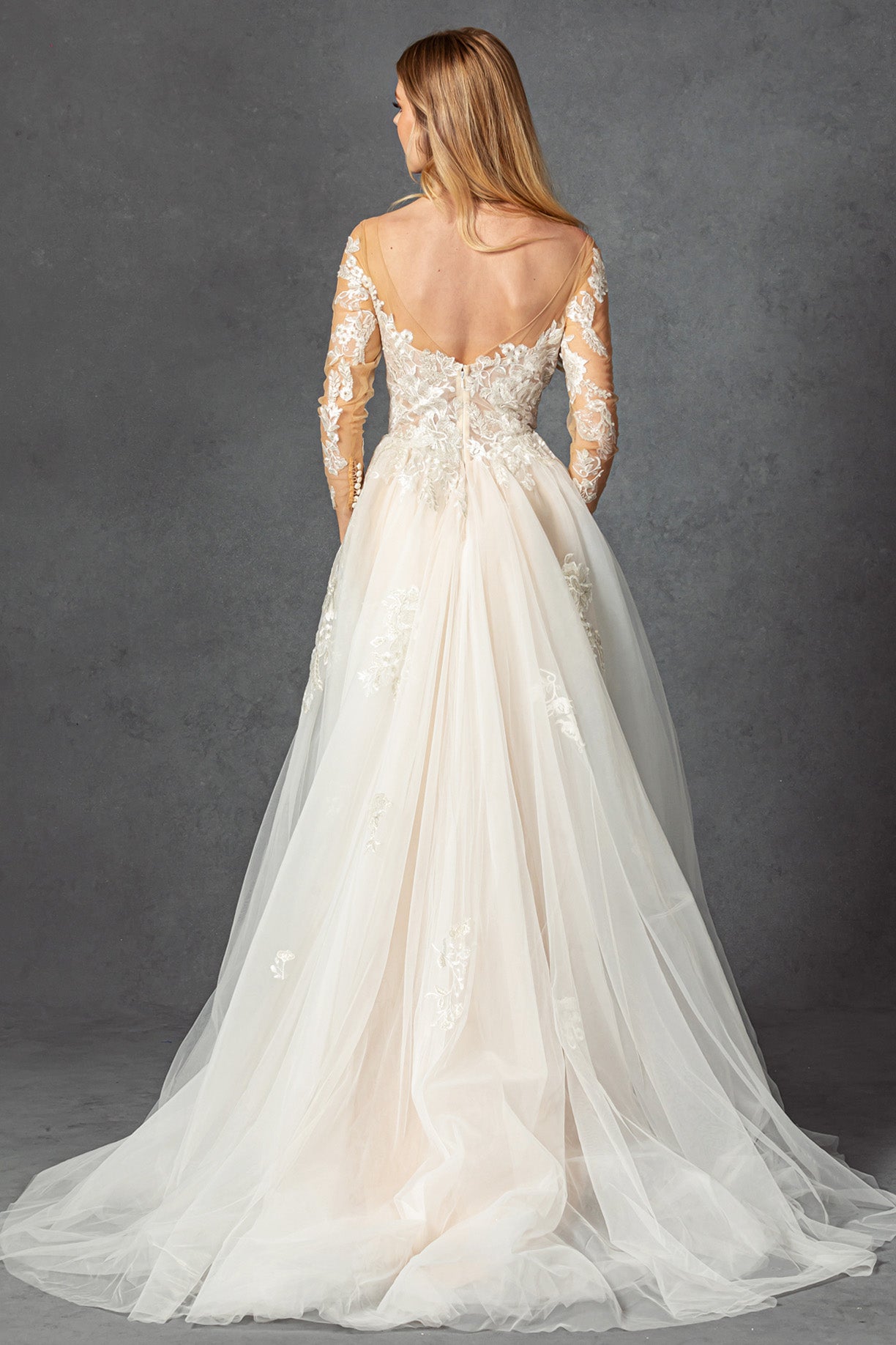 Vestido de Novia corte sirena con mangas de encaje