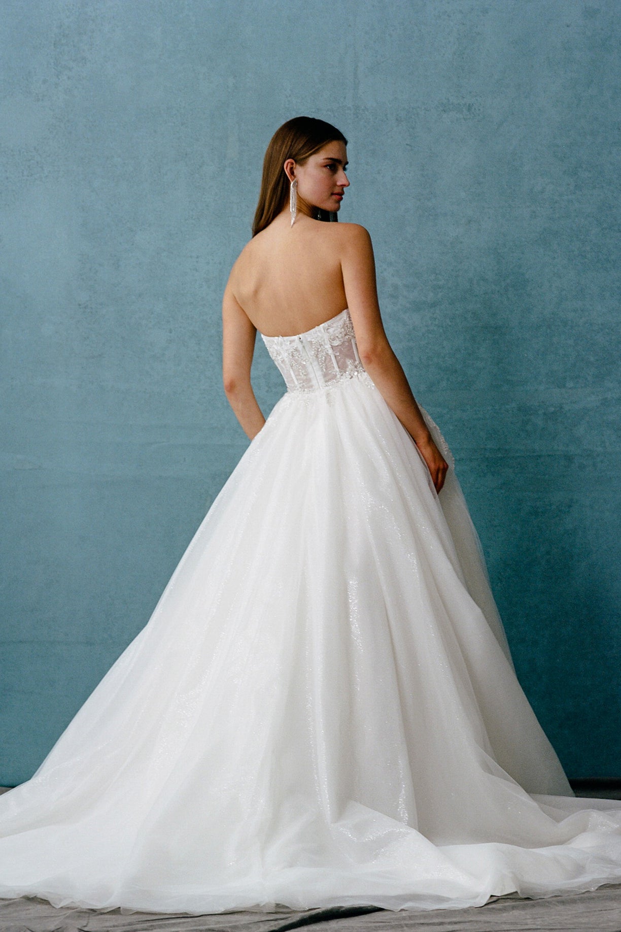 Vestido de Novia  en Línea A Sin Tirantes, Escote en Corazón y  Corse .