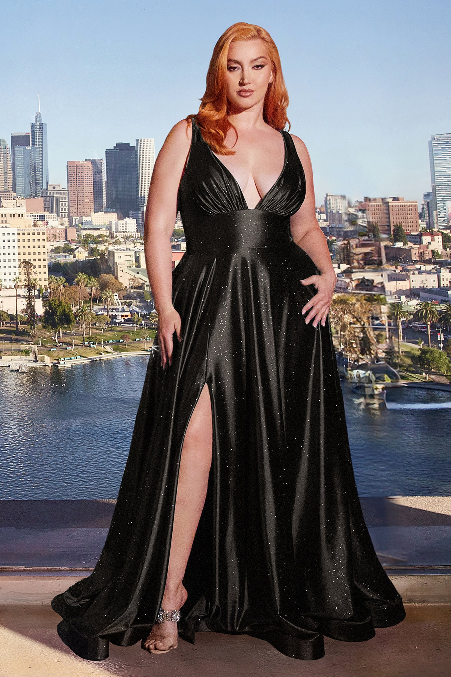 Vestido de Satén con Brillo Curvy (Varios Colores)
