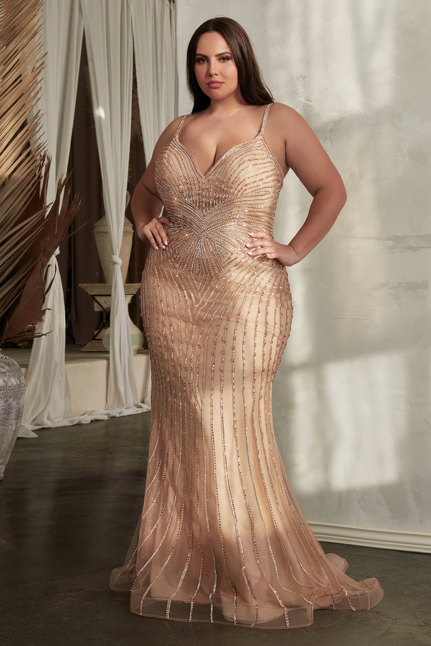 Vestido Corte Sirena Decorado Curvy. (Dos Colores)