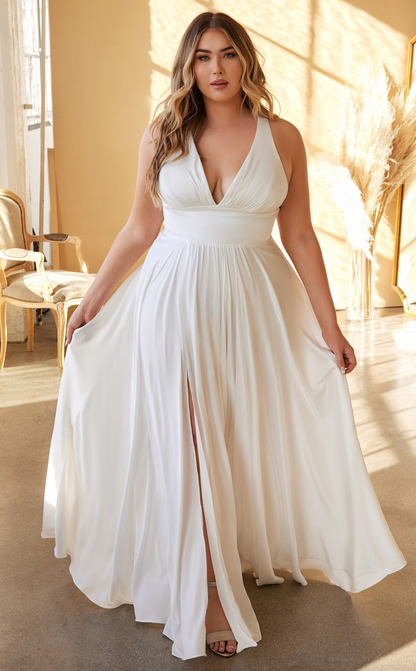 Vestido Clásico Línea A de Satín Suave Curvy.