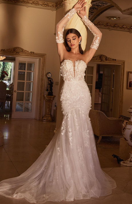 Vestido de novia manga larga encaje