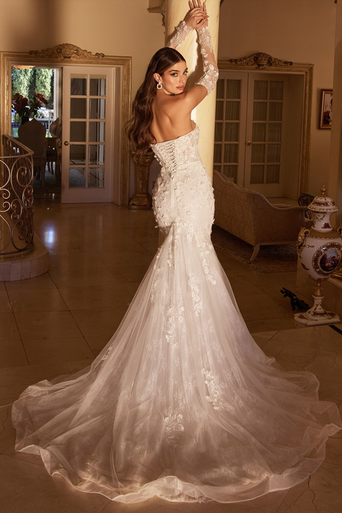 Vestido de novia manga larga encaje