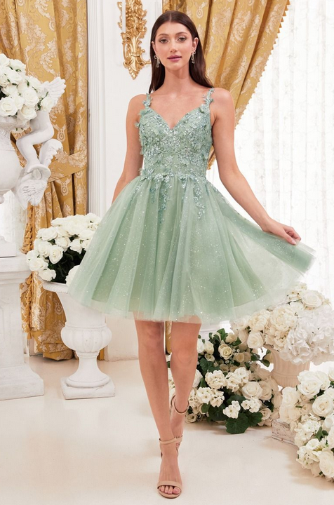 Vestido de Coctél en Línea a con Detalles Florales. (Varios Colores)
