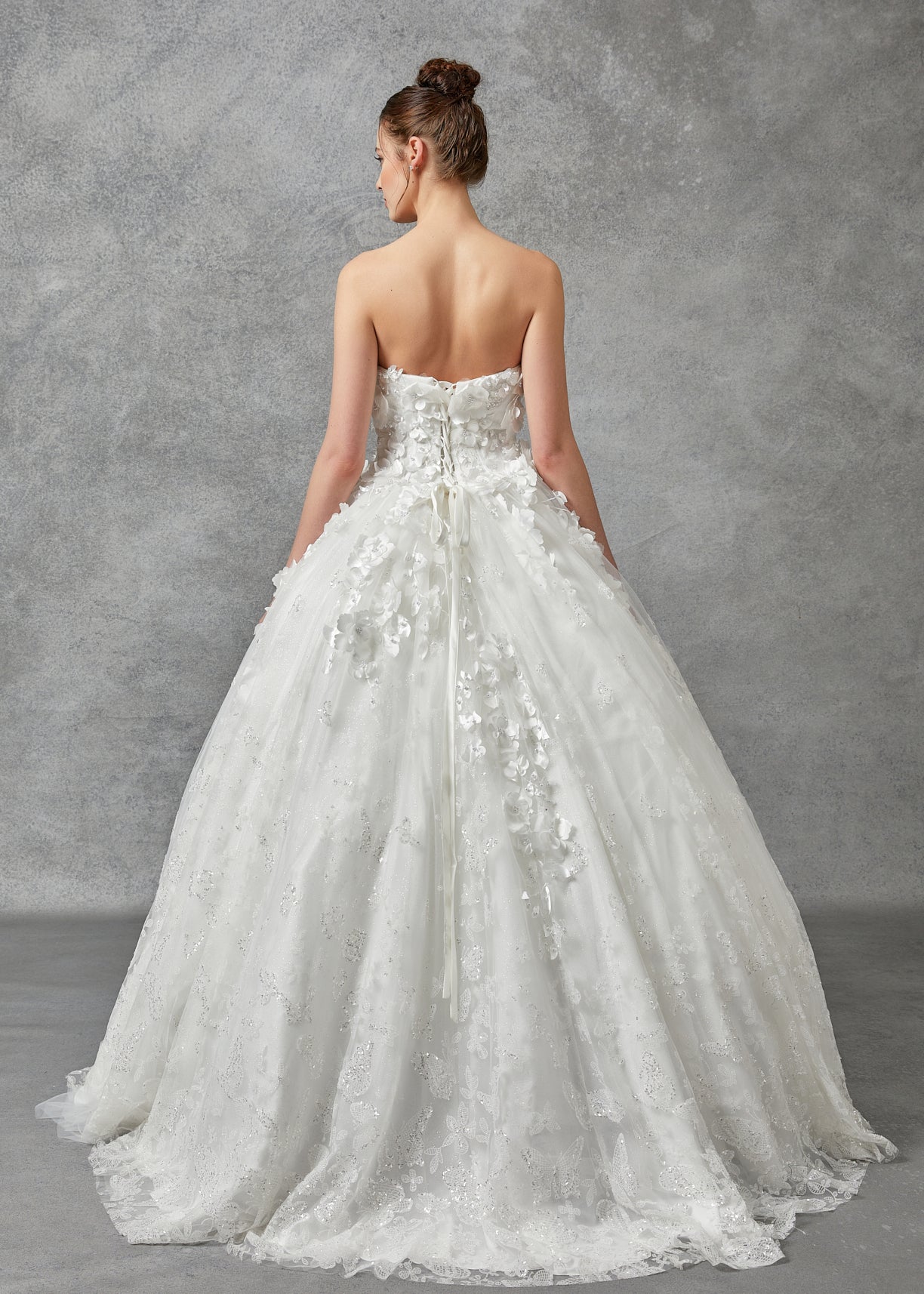 Vestido de Novia Corte Princesa Manga Desmontable Escote de Corazón con Cintas en Espalda Color Off White