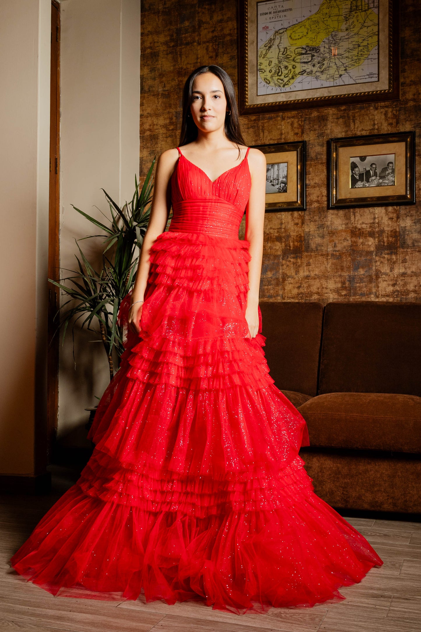 Vestido de Tul con pliegues.