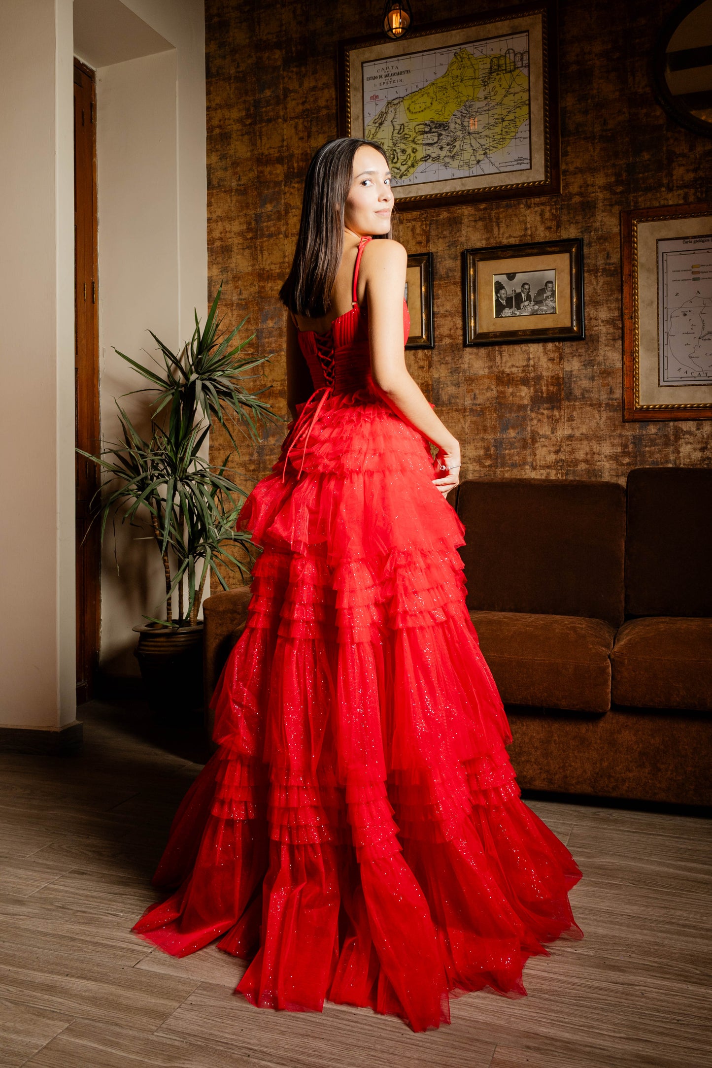 Vestido de Tul con pliegues.