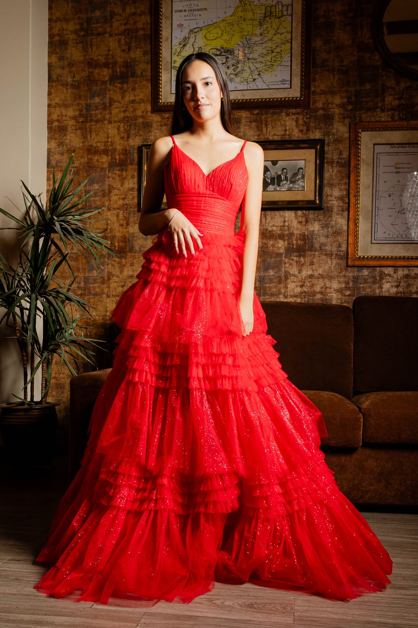 Vestido de Tul con pliegues.