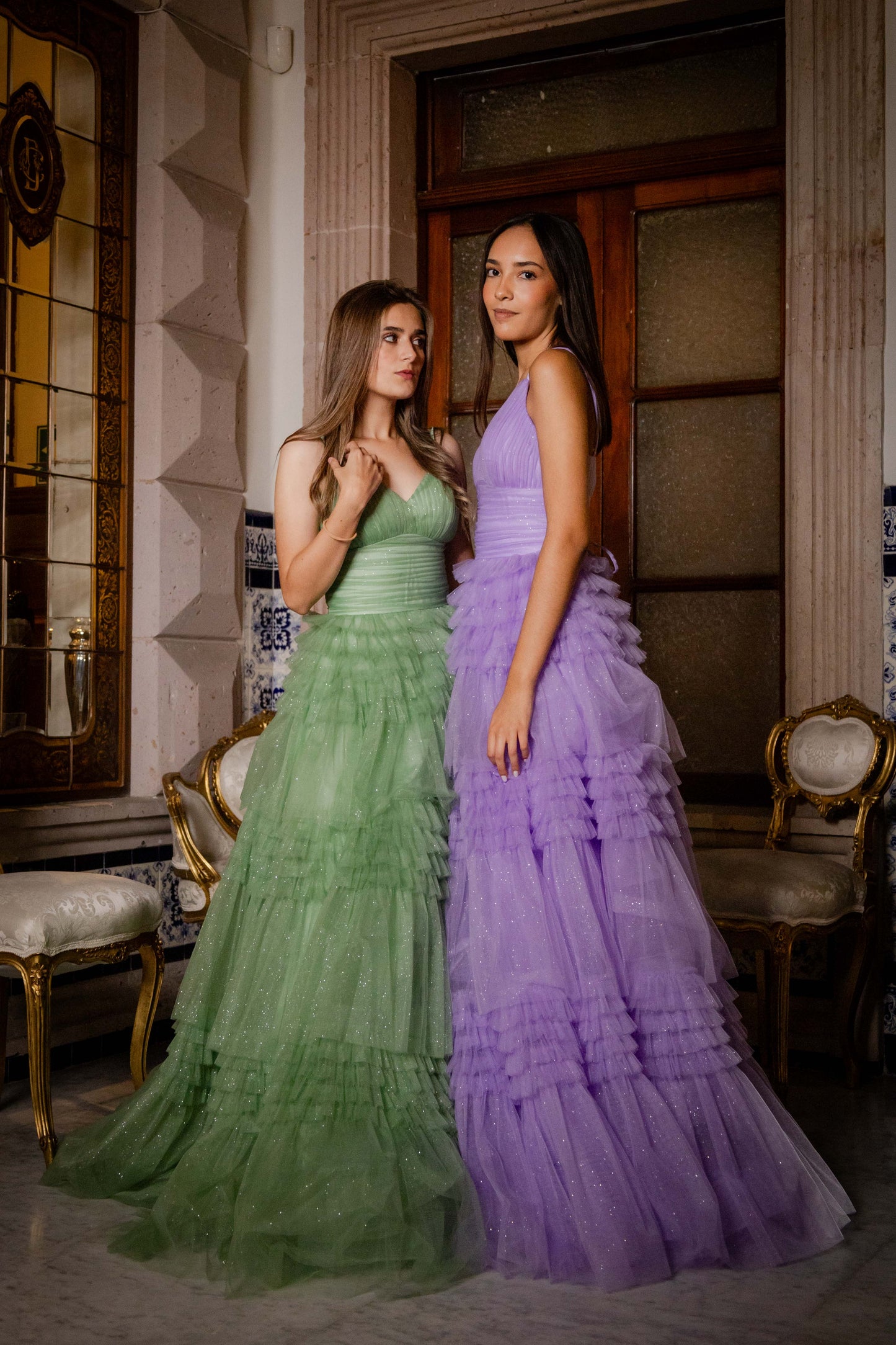 Vestido de Tul con pliegues.