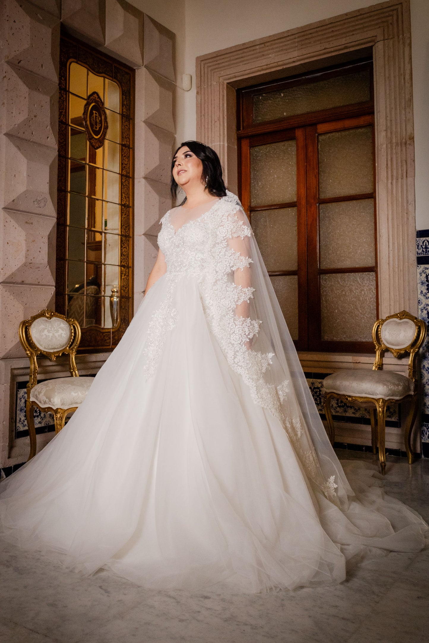 Vestido de Novia con cuello Bateau.