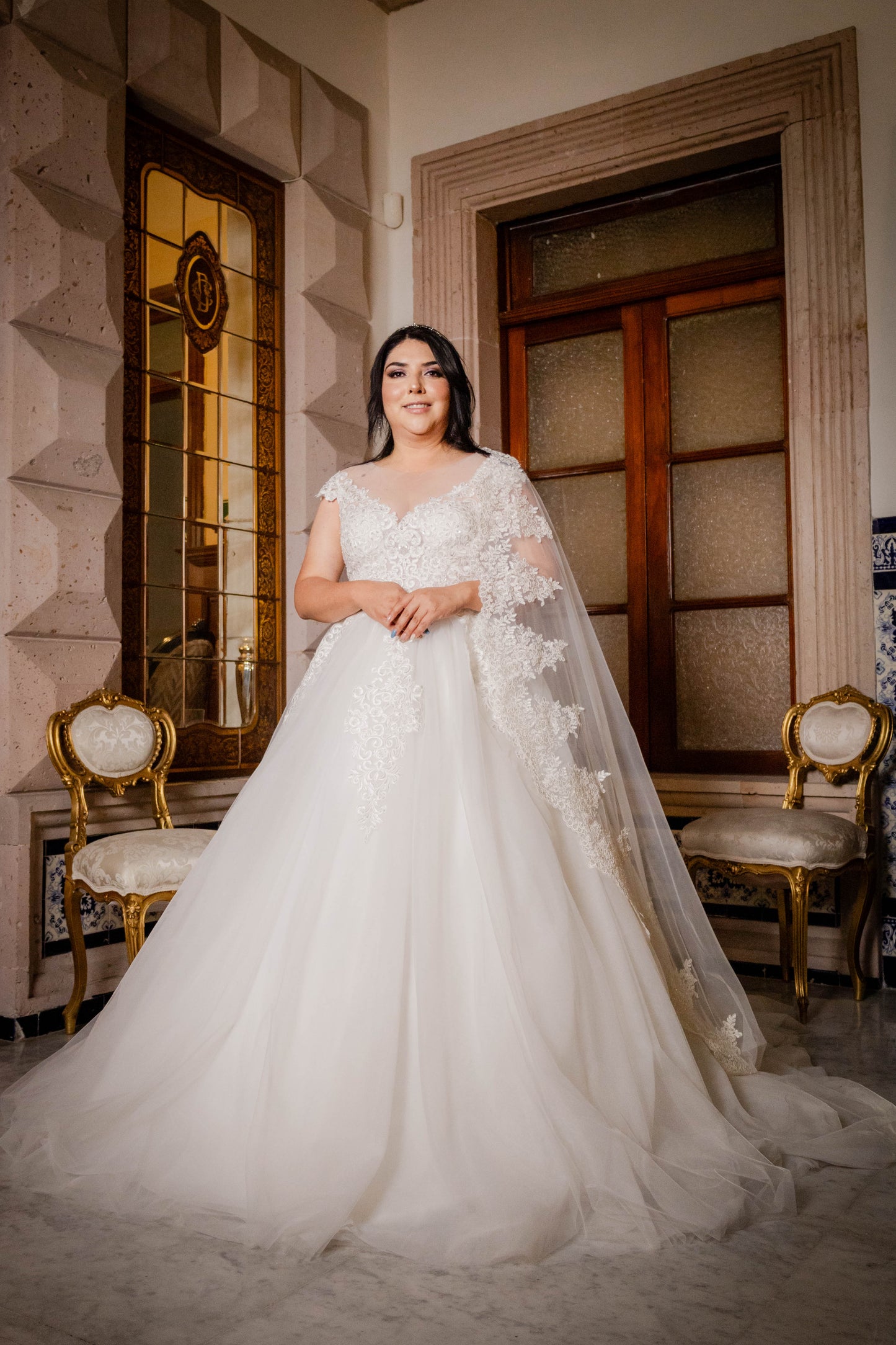 Vestido de Novia con cuello Bateau.