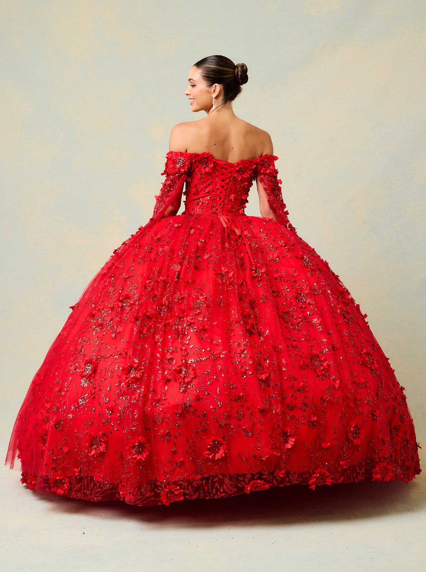 Vestido de Fiesta Manca Larga al Hombro Bordado con Flores, Cuentas y Lentejuelas (Varios Colores)