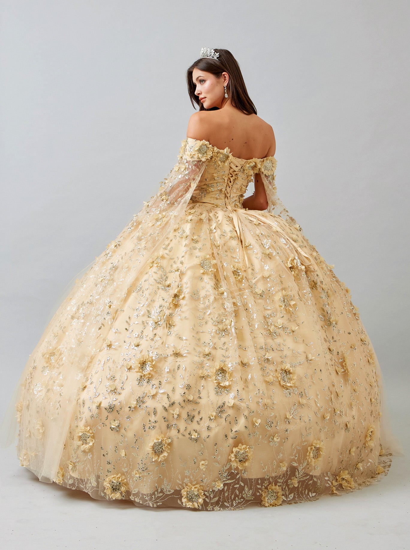 Vestido de Fiesta Manca Larga al Hombro Bordado con Flores, Cuentas y Lentejuelas (Varios Colores)
