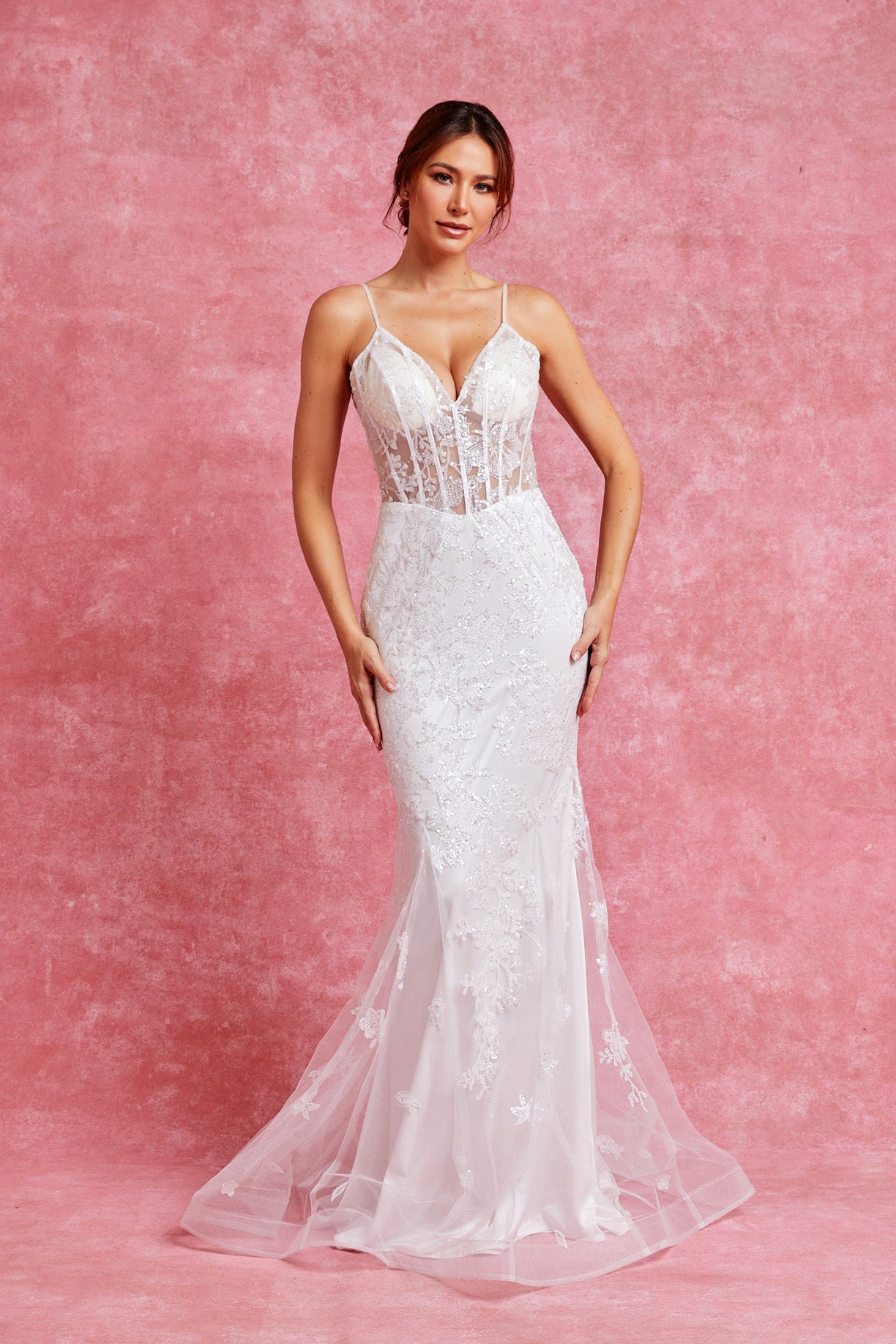 Vestido de Novia Corte Sirena  con Corse  Sin Mangas