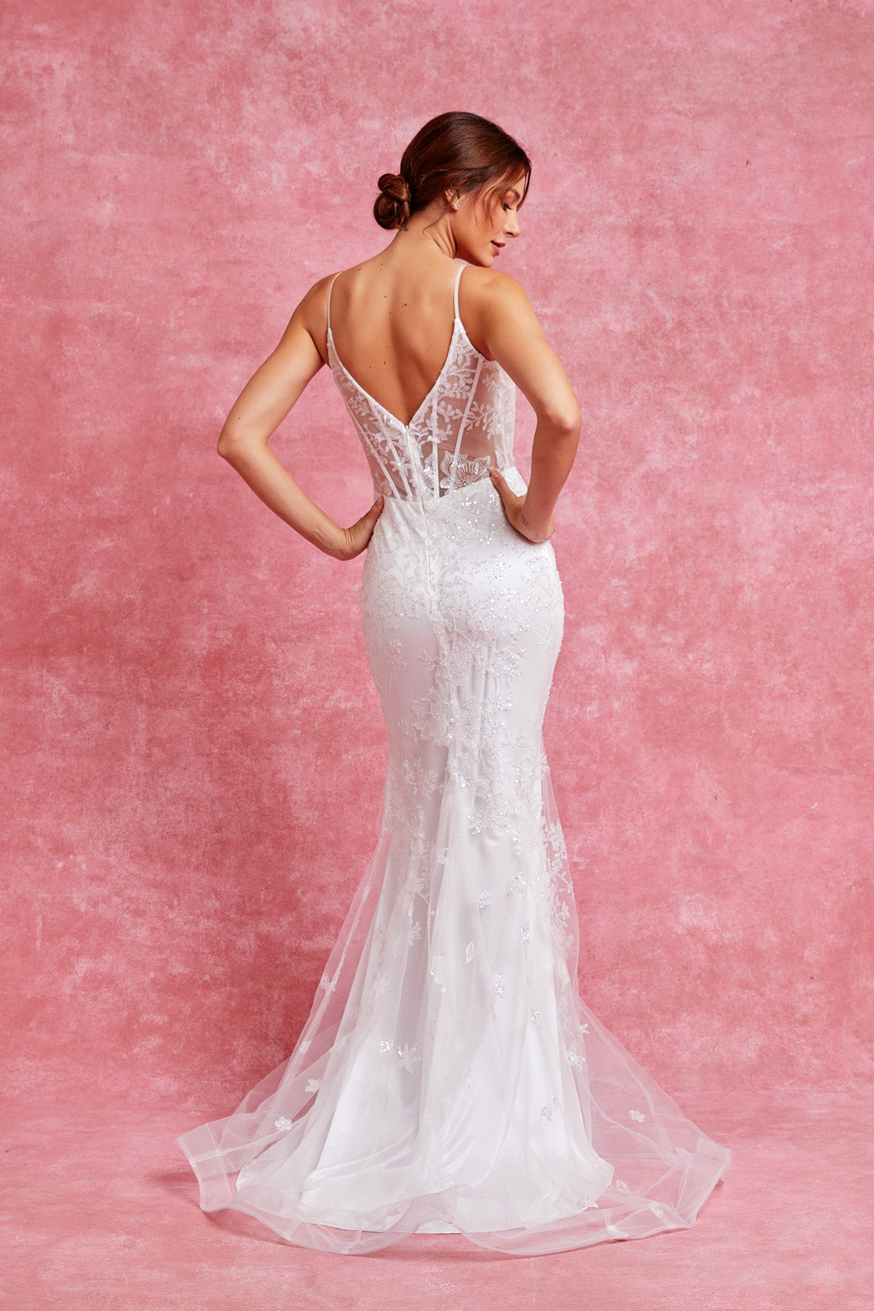 Vestido de Novia Corte Sirena  con Corse  Sin Mangas