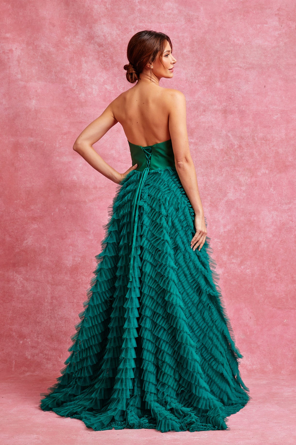 Vestido en Línea A, Sin Tirantes, Escote en Corazón y con Abertura (Varios Colores).