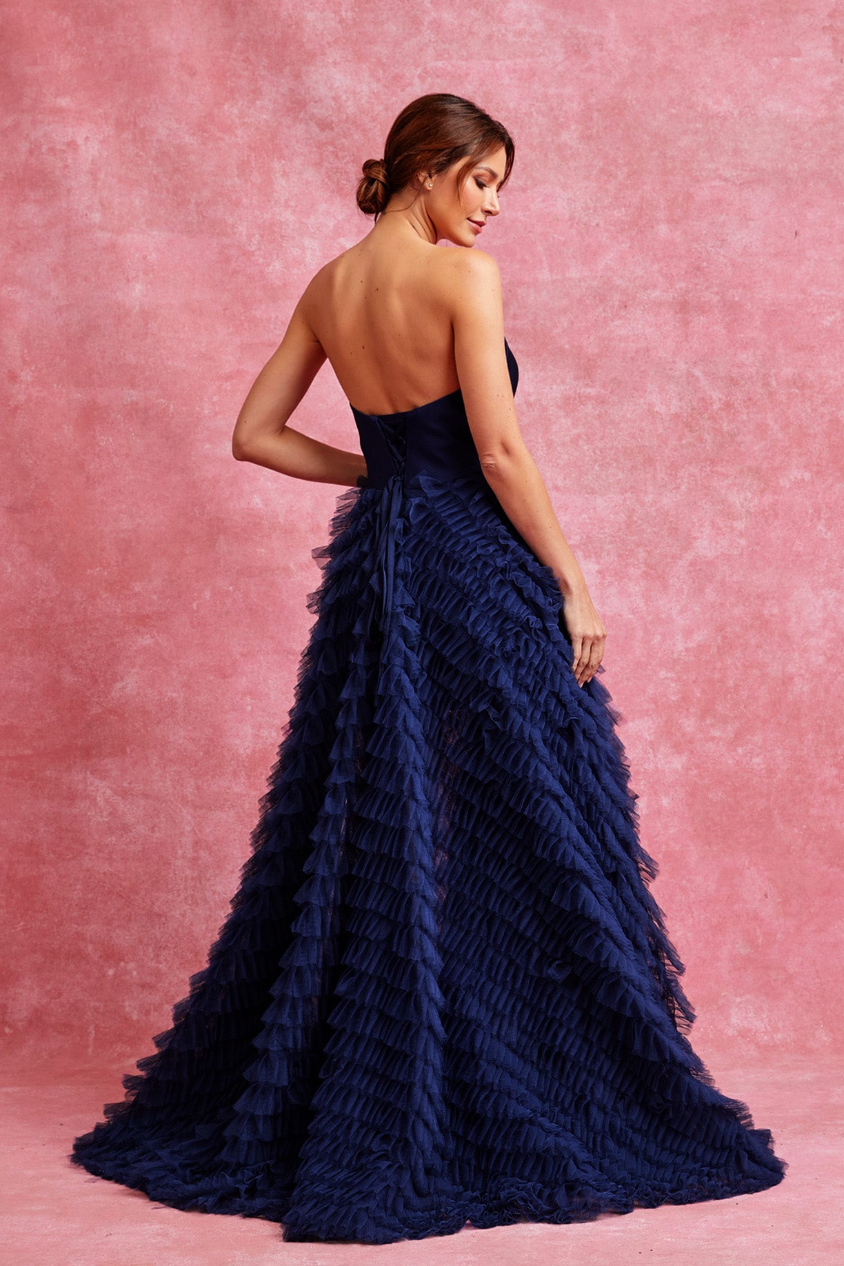 Vestido en Línea A, Sin Tirantes, Escote en Corazón y con Abertura (Varios Colores).