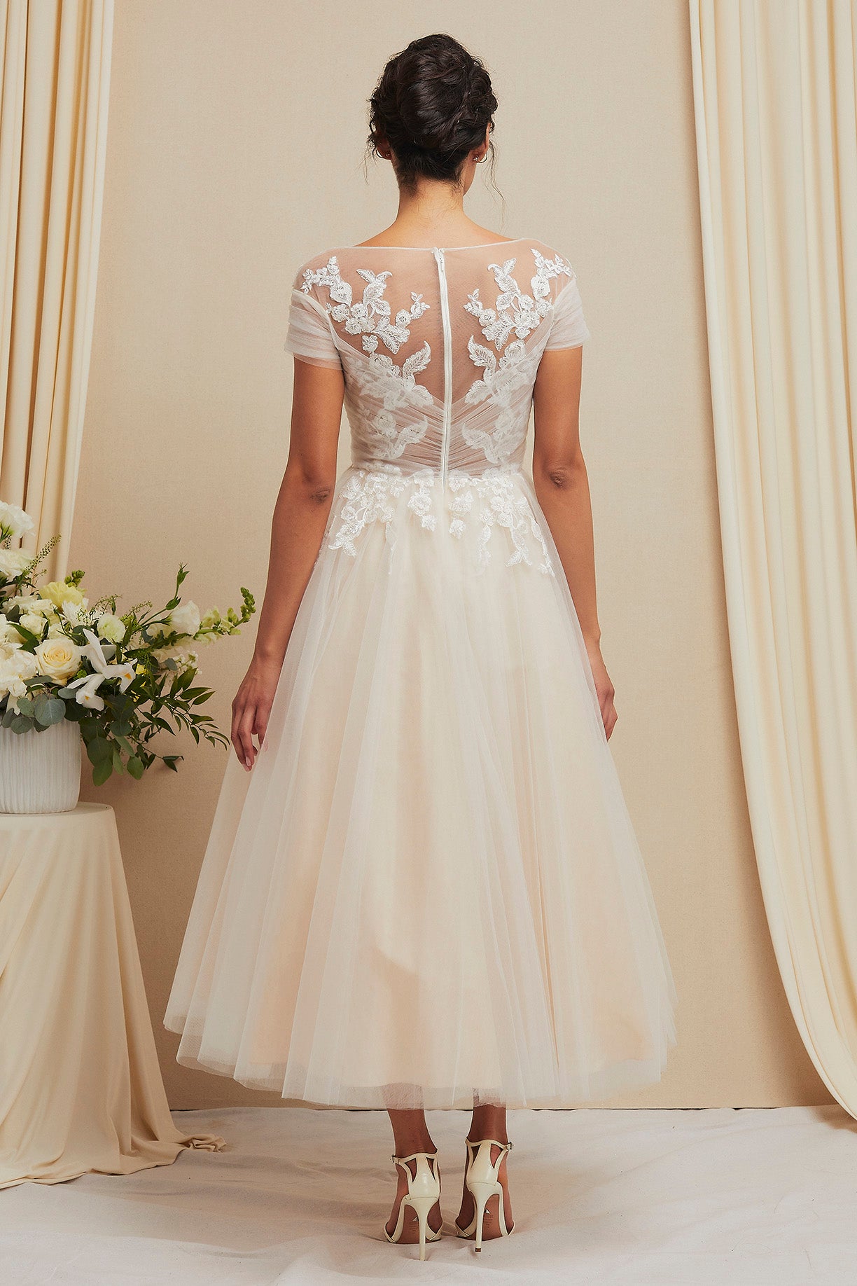 Vestido de Novia Manga Corta en Línea A