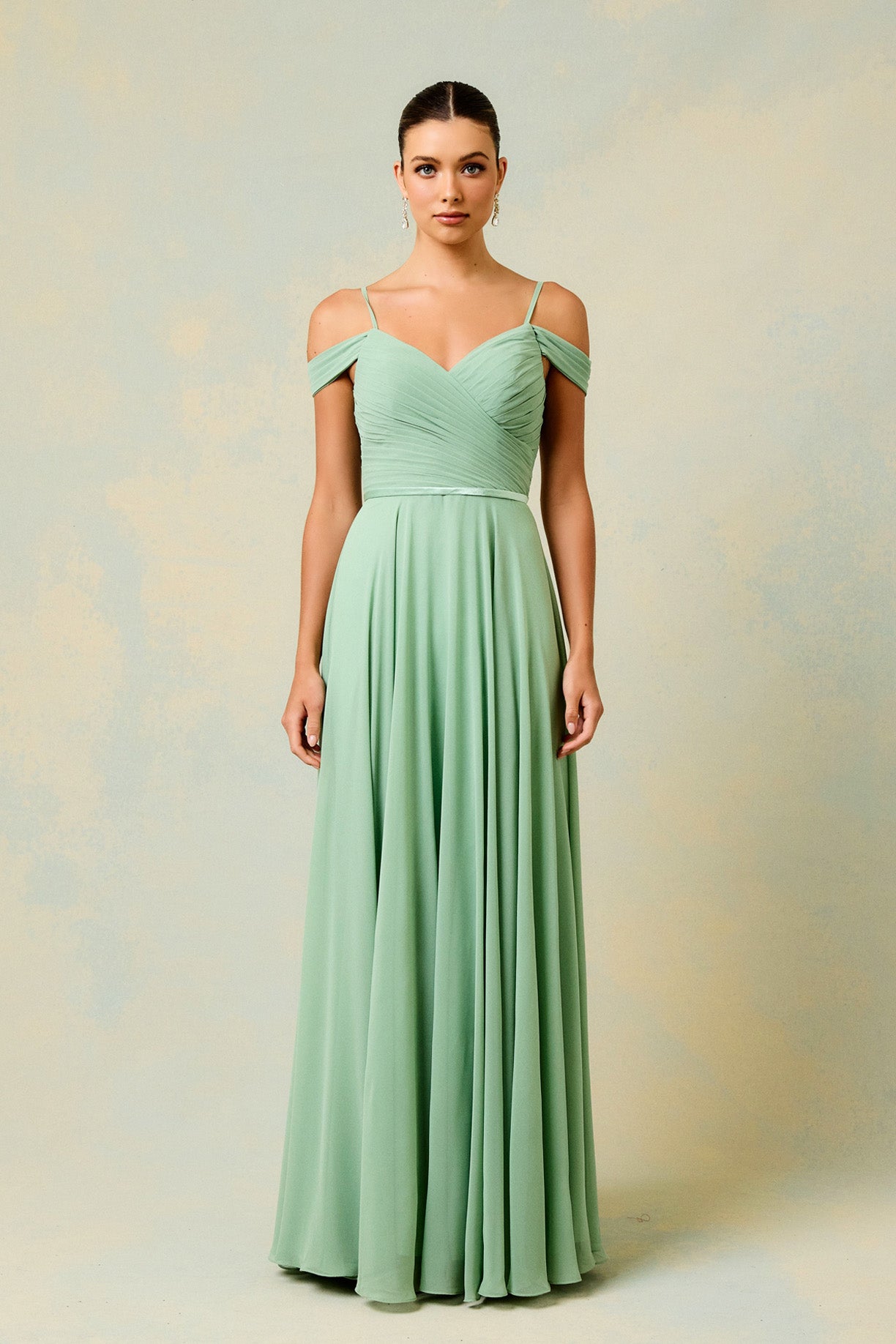Vestido de Chiffon al Hombro con Tirantes (Varios Colores)