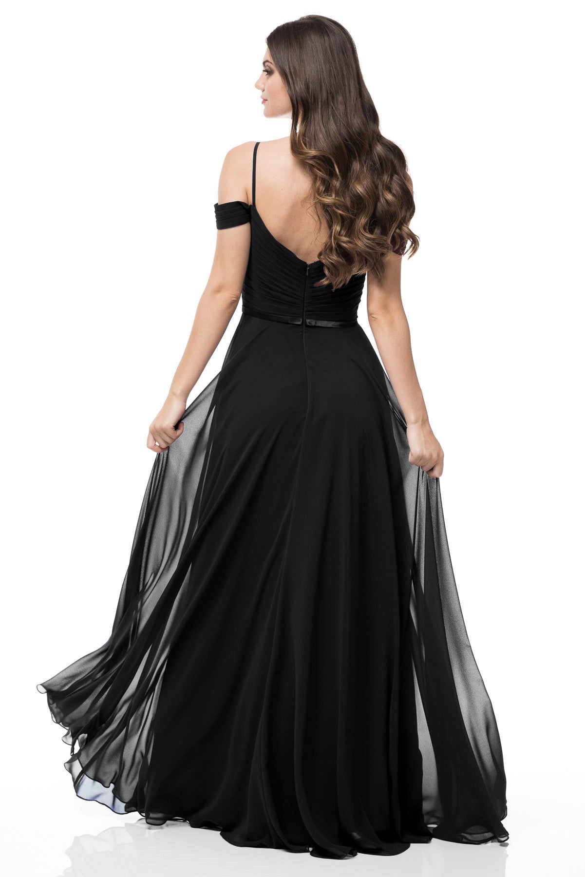 Vestido de Chiffon al Hombro con Tirantes (Varios Colores)