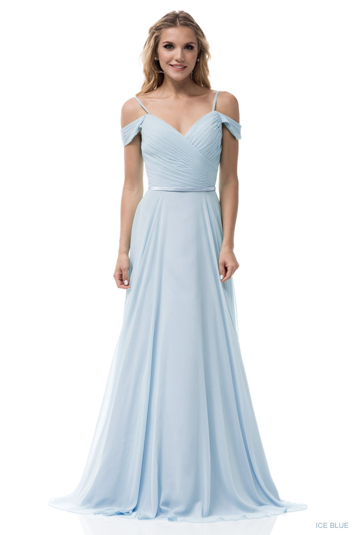 Vestido de Chiffon al Hombro con Tirantes (Varios Colores)