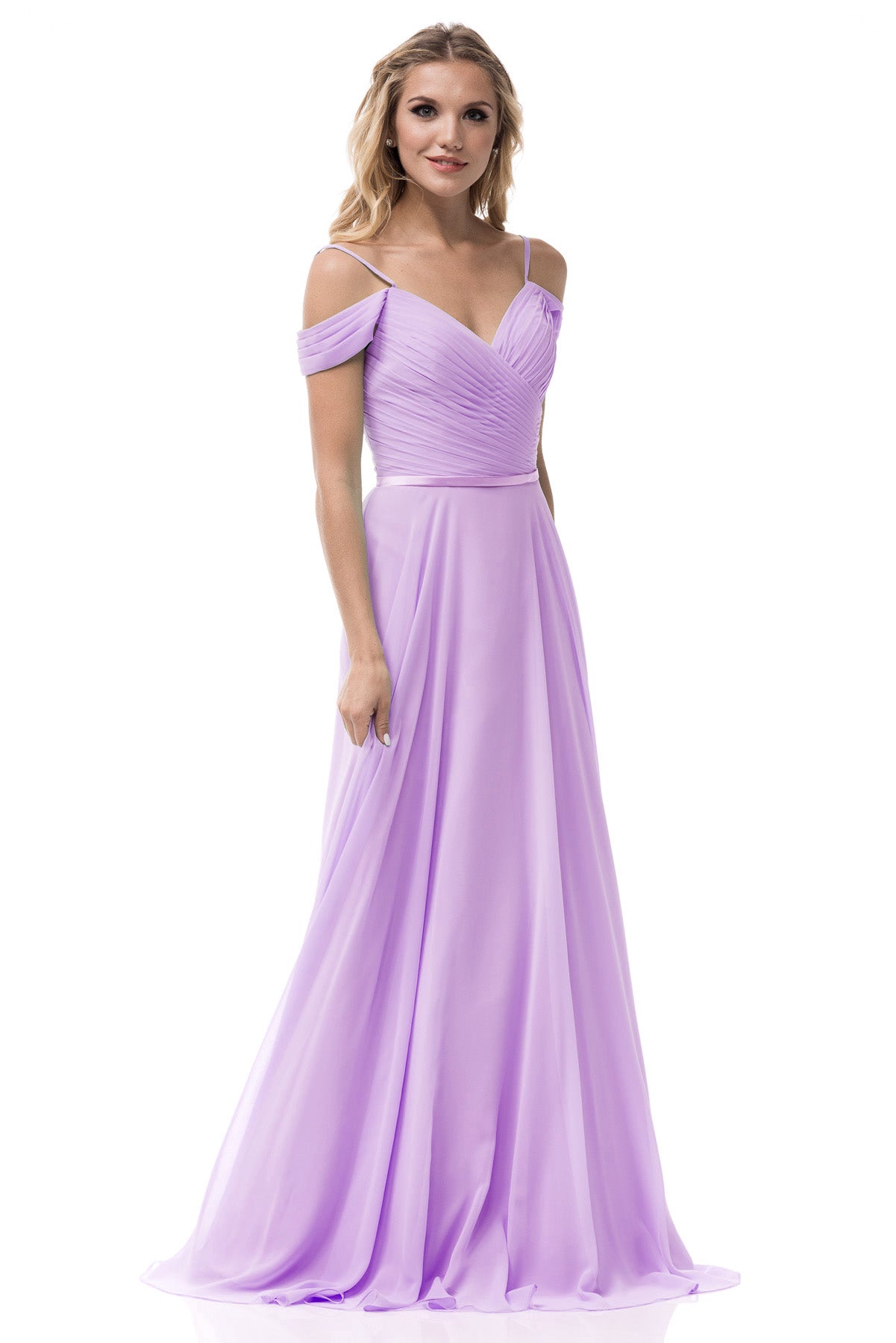 Vestido de Chiffon al Hombro con Tirantes (Varios Colores)