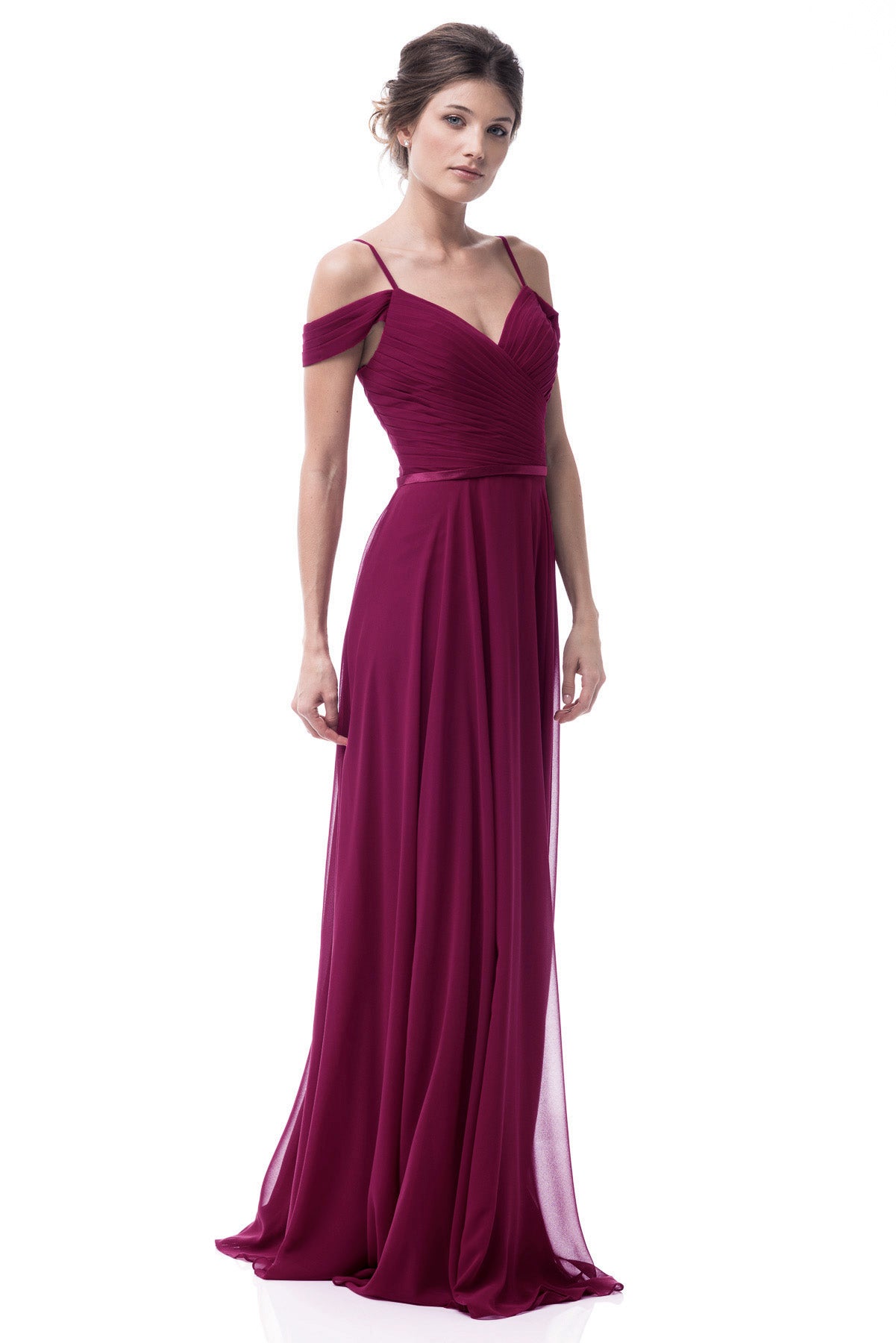 Vestido de Chiffon al Hombro con Tirantes (Varios Colores)