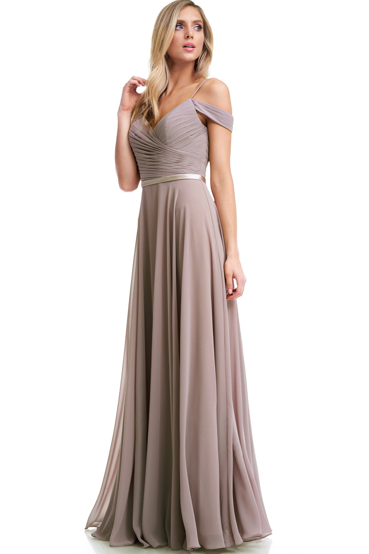 Vestido de Chiffon al Hombro con Tirantes (Varios Colores)