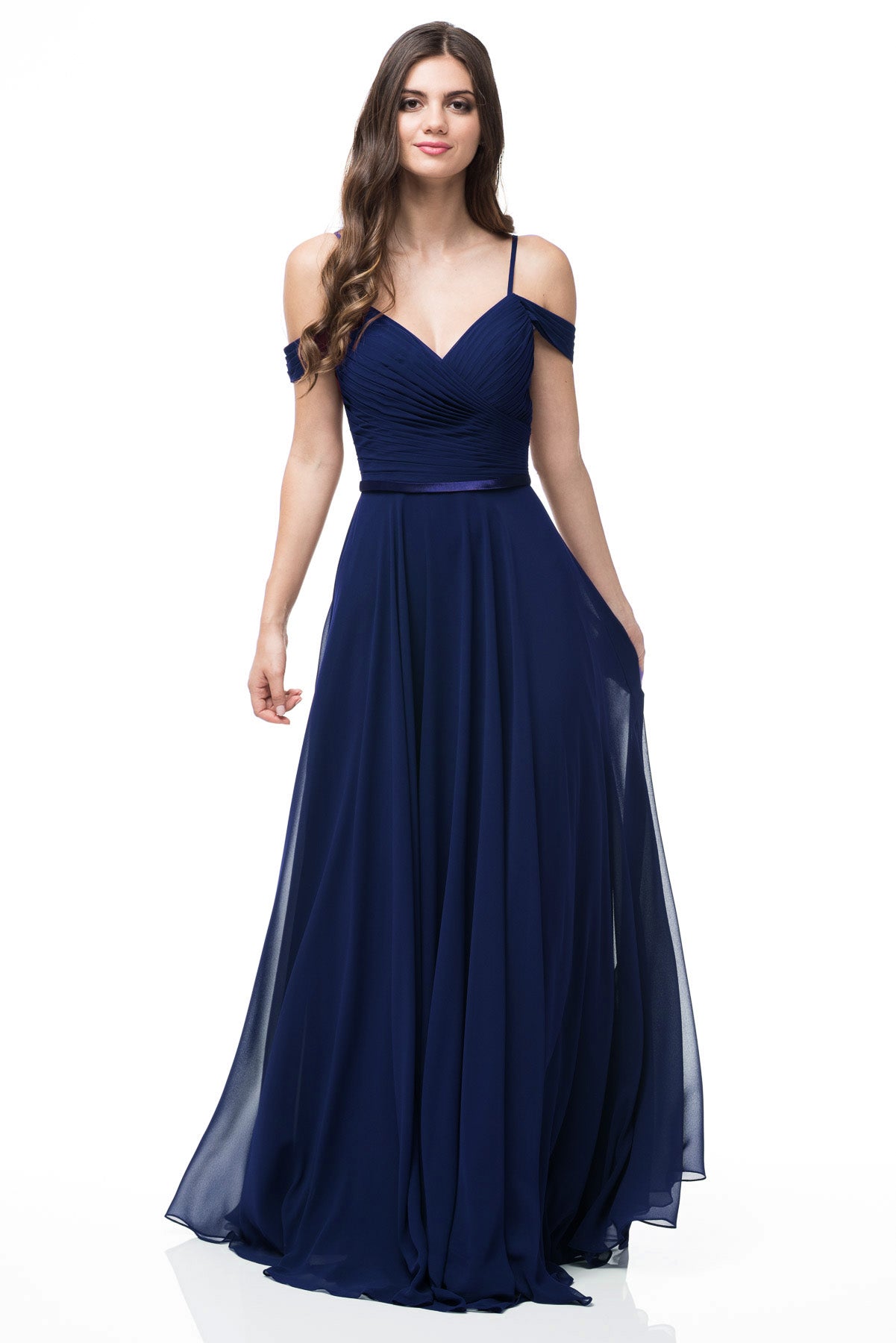 Vestido de Chiffon al Hombro con Tirantes (Varios Colores)