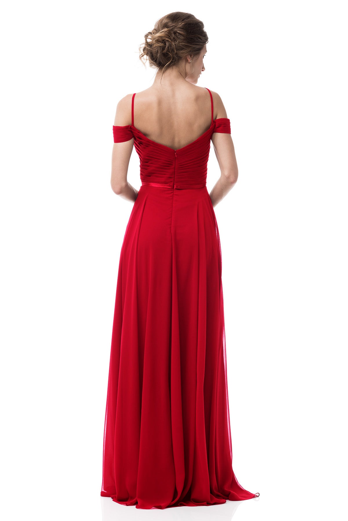 Vestido de Chiffon al Hombro con Tirantes (Varios Colores)