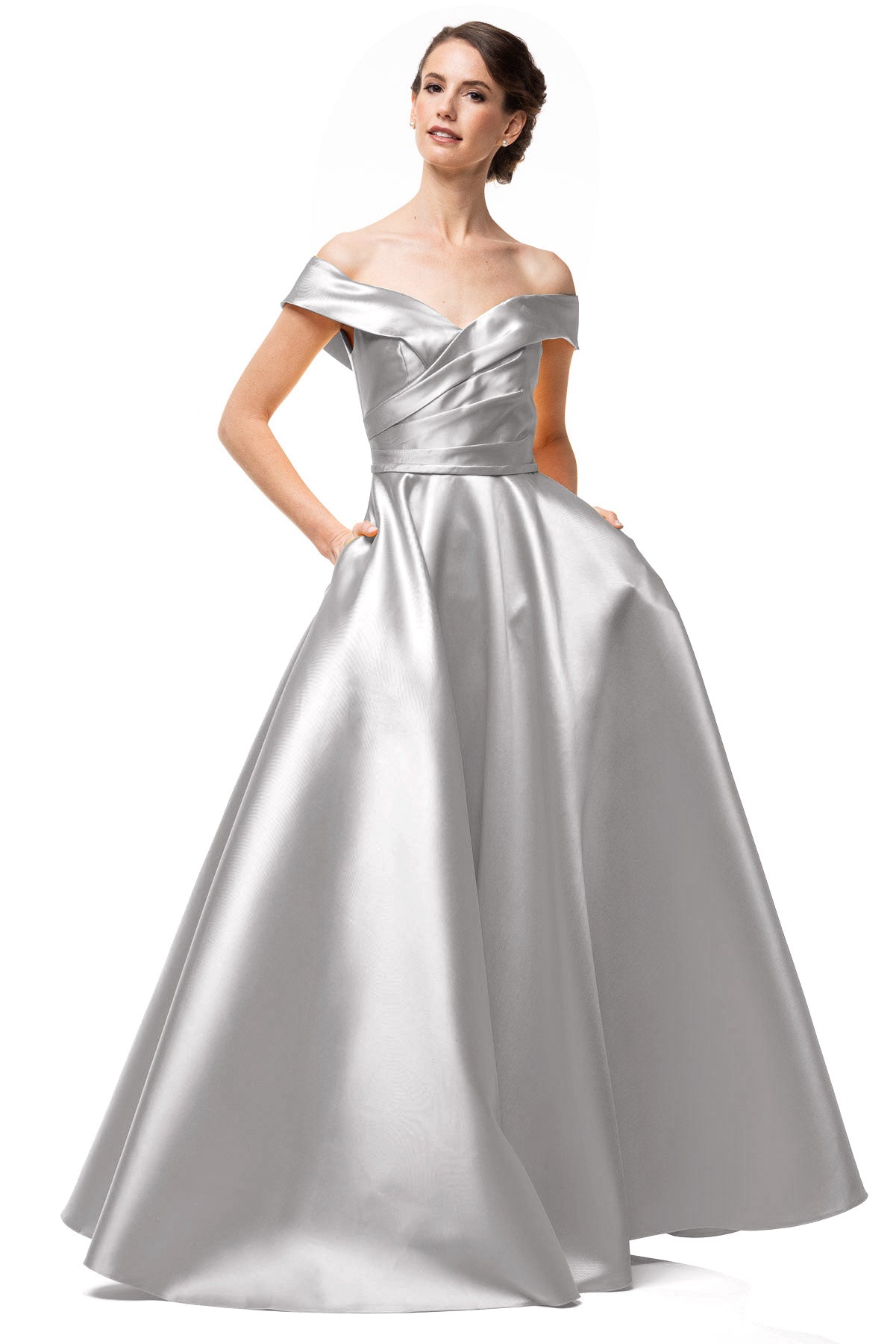 Vestido en Línea A con Hombros de Fuera y Cuello en Corazón (Varios Colores)