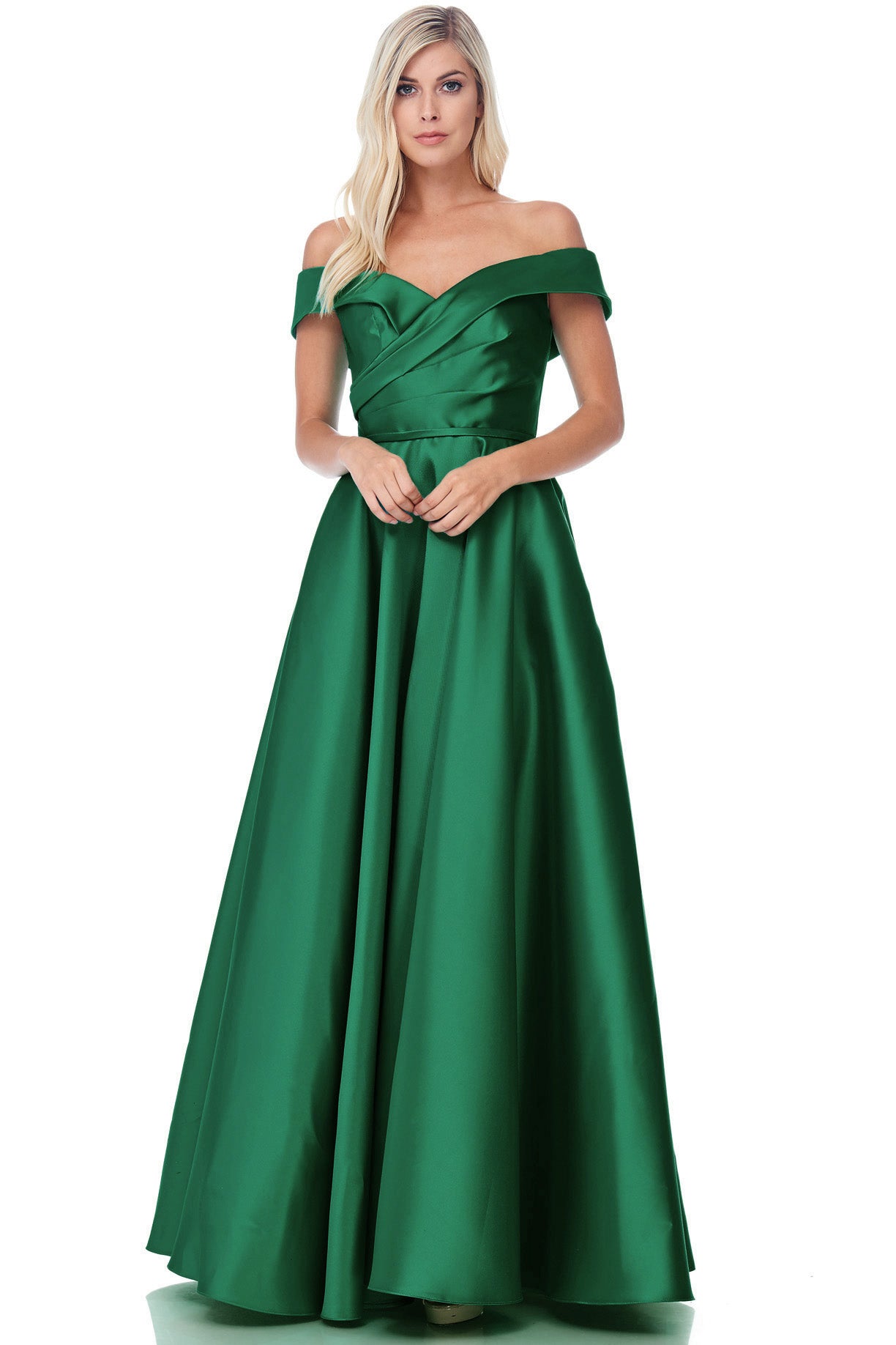 Vestido en Línea A con Hombros de Fuera y Cuello en Corazón (Varios Colores)