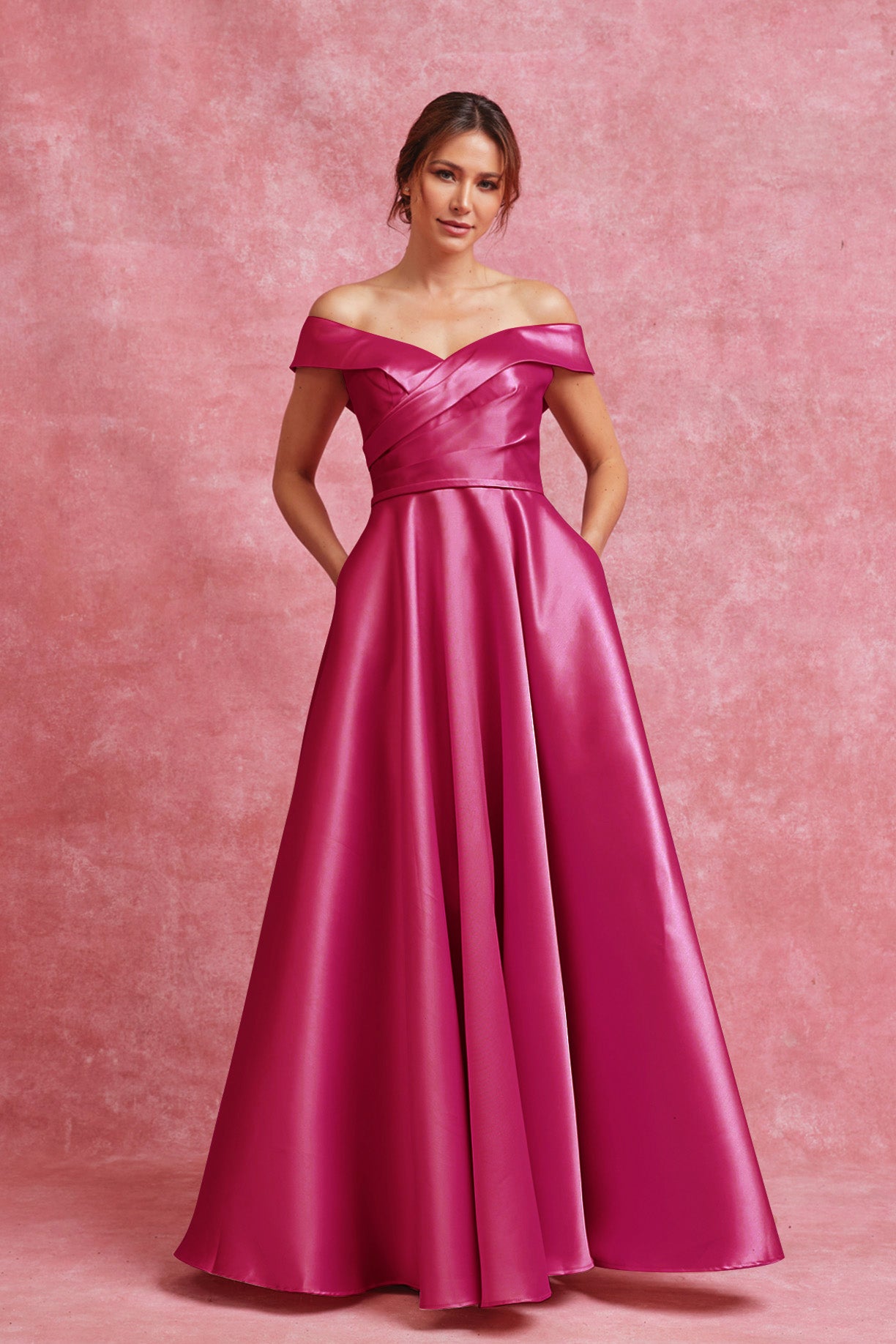 Vestido en Línea A con Hombros de Fuera y Cuello en Corazón (Varios Colores)