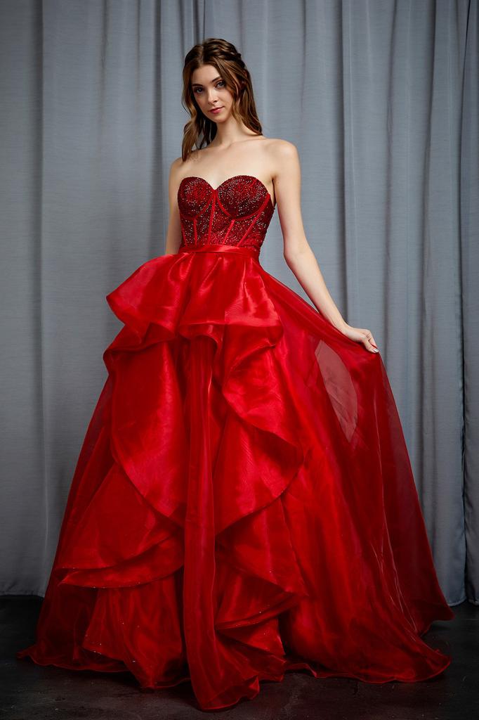 Vestido de Corsé en Capas con Cola (Varios Colores)