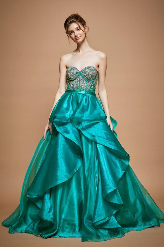 Vestido de Corsé en Capas con Cola (Varios Colores)