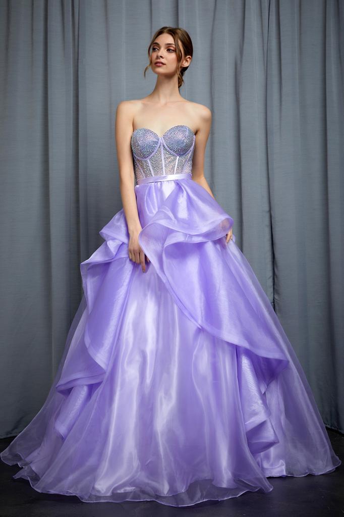 Vestido de Corsé en Capas con Cola (Varios Colores)